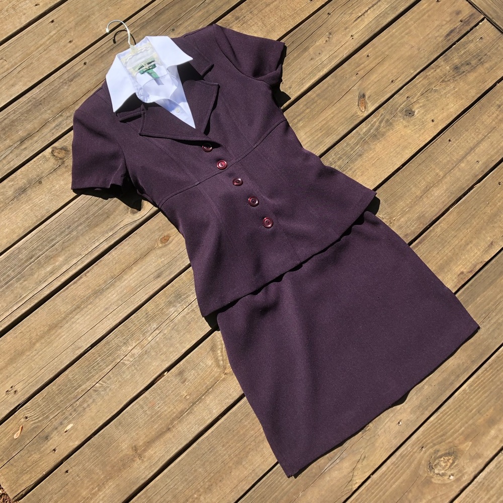 Purple 2 piece Short sleeved Suit